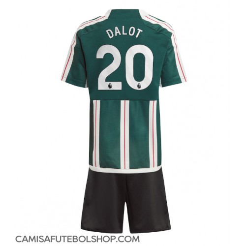 Camisa de time de futebol Manchester United Diogo Dalot #20 Replicas 2º Equipamento Infantil 2023-24 Manga Curta (+ Calças curtas)